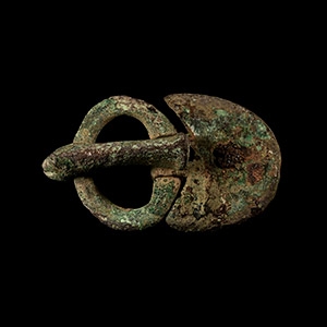 Visigothic Bronze Buckle with Plate and Animal-Headed Tongue