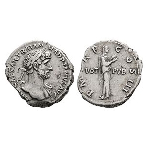 Ancient Roman Imperial Coins - Hadrian - Pietas AR Denarius