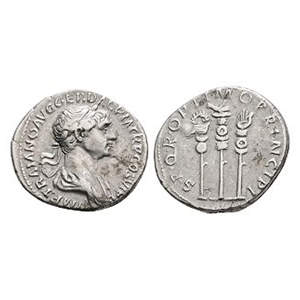 Ancient Roman Imperial Coins - Trajan - Standards AR Denarius
