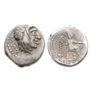 Ancient Roman Republican Coins - M Portius Cato - Victory AR Quinarius