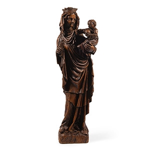 Post Medieval Oak Statue of Mary and Child