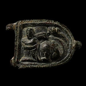 Byzantine Bronze Buckle Plate with Man and Beast