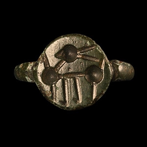 Merovingian Bronze Ring with Stylised Beast Facing Back