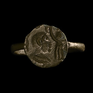 Roman Bronze Ring with Profile Bust