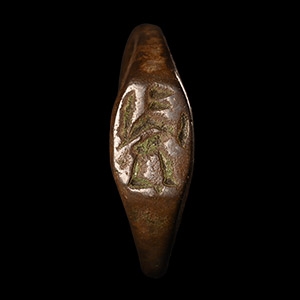 Late Roman Bronze Ring with Warrior