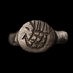 Byzantine Bronze Ring with Bird