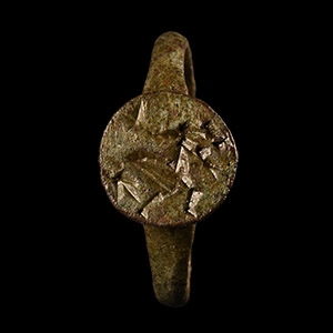 Medieval Bronze Ring with Griffin