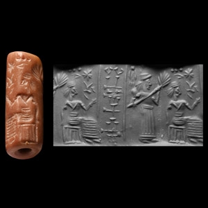 Sumerian Pink Limestone Cylinder Seal