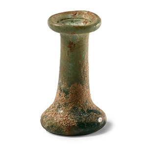 Roman Green Glass Cotton Reel Type Unguentarium