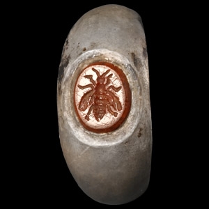 Roman Silver Ring with Bee Gemstone