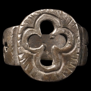 Byzantine Silver Ring with Pierced Cross