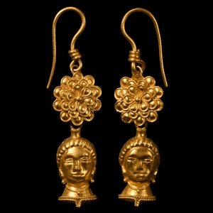 Greek Style Gold Earring Pair