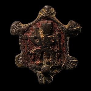 Medieval Enamelled Mount with Knight