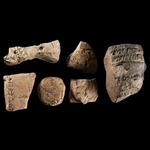 Mesopotamian Clay Cuneiform Tablet Fragment Group