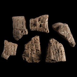 Mesopotamian Clay Cuneiform Tablet Fragment Group