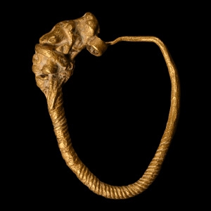 Greek Gold Animal-Headed Earring