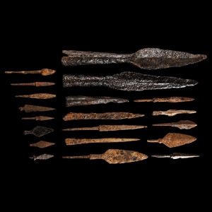 Medieval Iron Spear and Arrowhead Group
