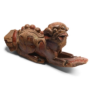 Chinese Qing Wooden Lion Dog