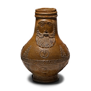 Post Medieval Inscribed Salt-Glazed Bellarmine Jug