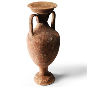 Terracotta Amphora with Palmettes and Standing Figure
