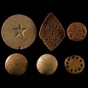 Roman Bone and Other Gaming Piece Collection