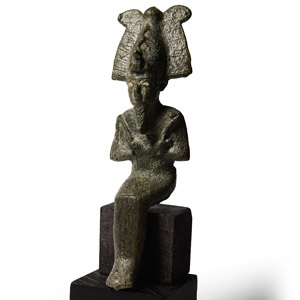 Bronze Seated Osiris with Inlaid Eyes