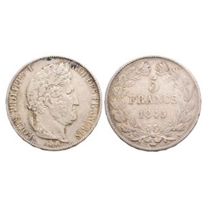 World Coins - France - Louis Philippe I - 1845 A - AR 5 Francs