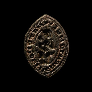 Medieval Bronze Vesica-Shaped Seal Matrix