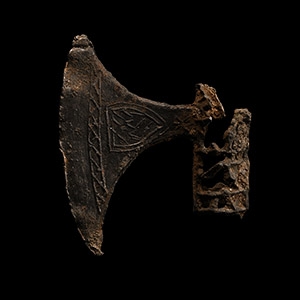 Medieval Pewter Axe-Shaped Pilgrims Badge with Heraldic Shield