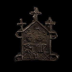 Medieval Pewter Pilgrims Badge with Church