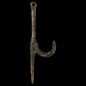 Medieval Bronze Lamp Hanger Hook