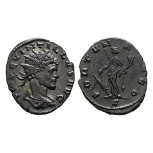 Ancient Roman Imperial Coins - Quintillus - Fortuna AE Antoninianus