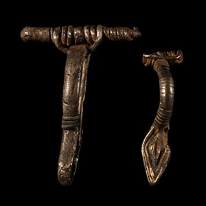 Late Roman Silver Bow Brooch Group
