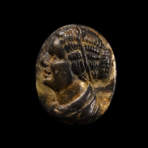 Hellenistic Silver-Gilt Ring with Image of a Ptolemaic Queen