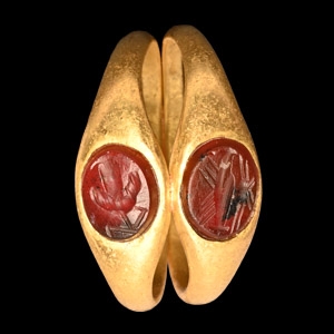 Gold Ring with Gemstone Pair