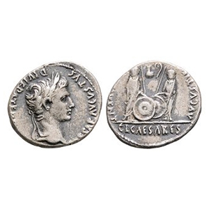 Ancient Roman Imperial Coins - Augustus - Gaius and Lucius AR Denarius
