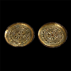 Anglo-Saxon Gilt Bronze Saucer Brooch Pair