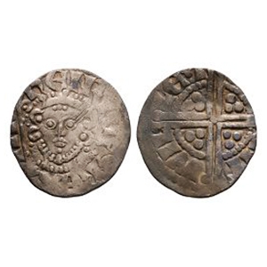 English Medieval Coins - Henry III - Canterbury / Willem - Long Cross AR Penny