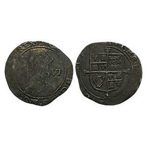 English Stuart Coins - Charles I - Tower - AR Sixpence