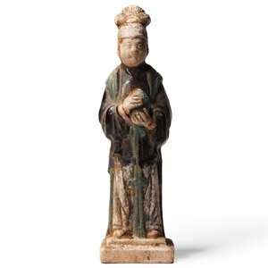 Chinese Qing Glazed Ceramic Female Attendant