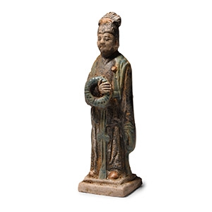 Chinese Qing Glazed Ceramic Female Attendant