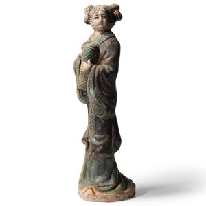 Chinese Qing Glazed Ceramic Female Attendant