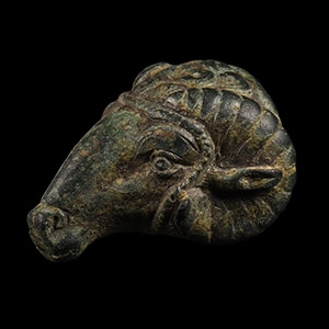 Roman Bronze Rams Head Finial