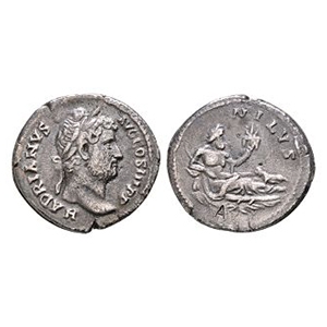 Ancient Roman Imperial Coins - Hadrian - Nilus AR Denarius