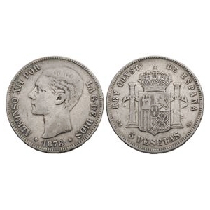 World Coins - Spain - Alfonso XII - 1878 - 5 Pesetas