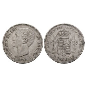 World Coins - Spain - Alfonso XII - 1875 - 5 Pesetas