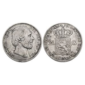 World Coins - Netherlands - Willhelm II - 1872 - 2 1/2 Guilders