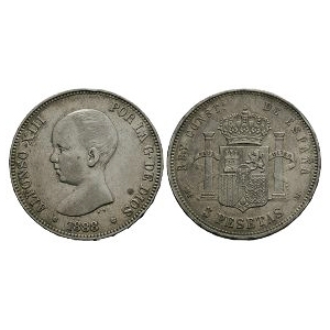 World Coins - Spain - Alphonse XIII - 1888 - 5 Pesetas