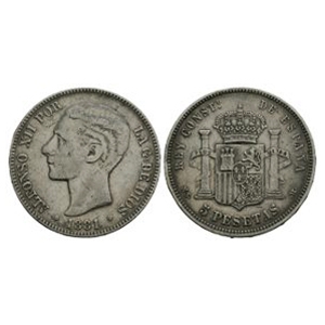 World Coins - Spain - Alfonso XII - 1881 - 5 Pesetas