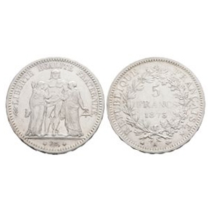 World Coins - France - 1873 A - 5 Francs